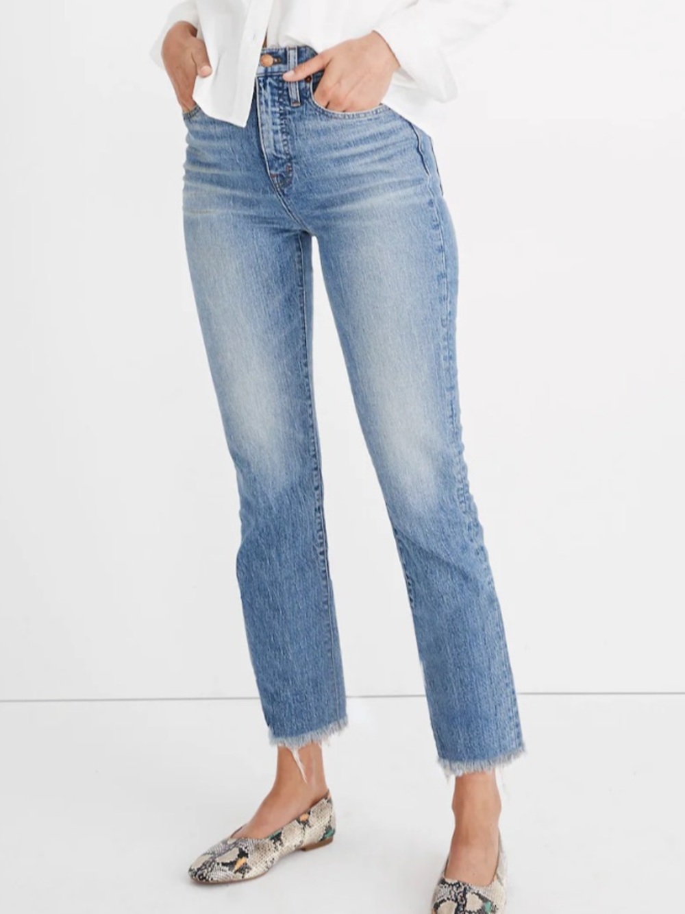 Madewell Perfect Vintage Jean Raw Hem Medium Wash Denim Casual Retro Y2K Size 32